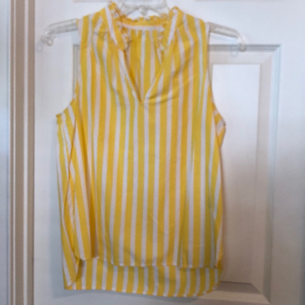 J. Crew Yellow and White Striped Sleeveless Blouse